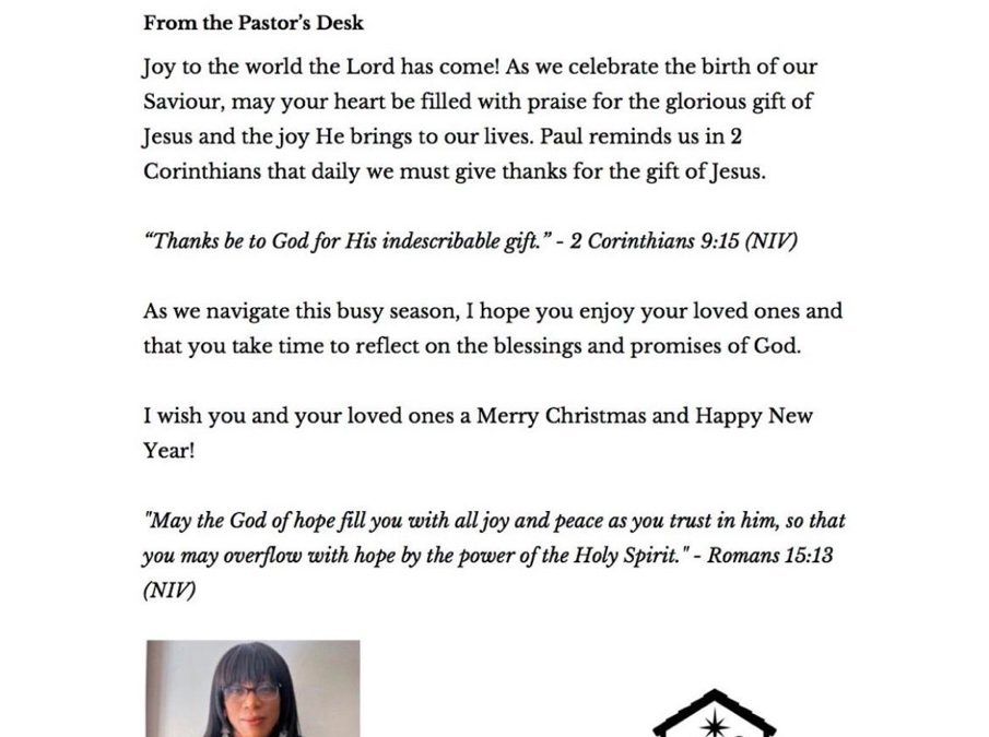 From The Pastors Desk